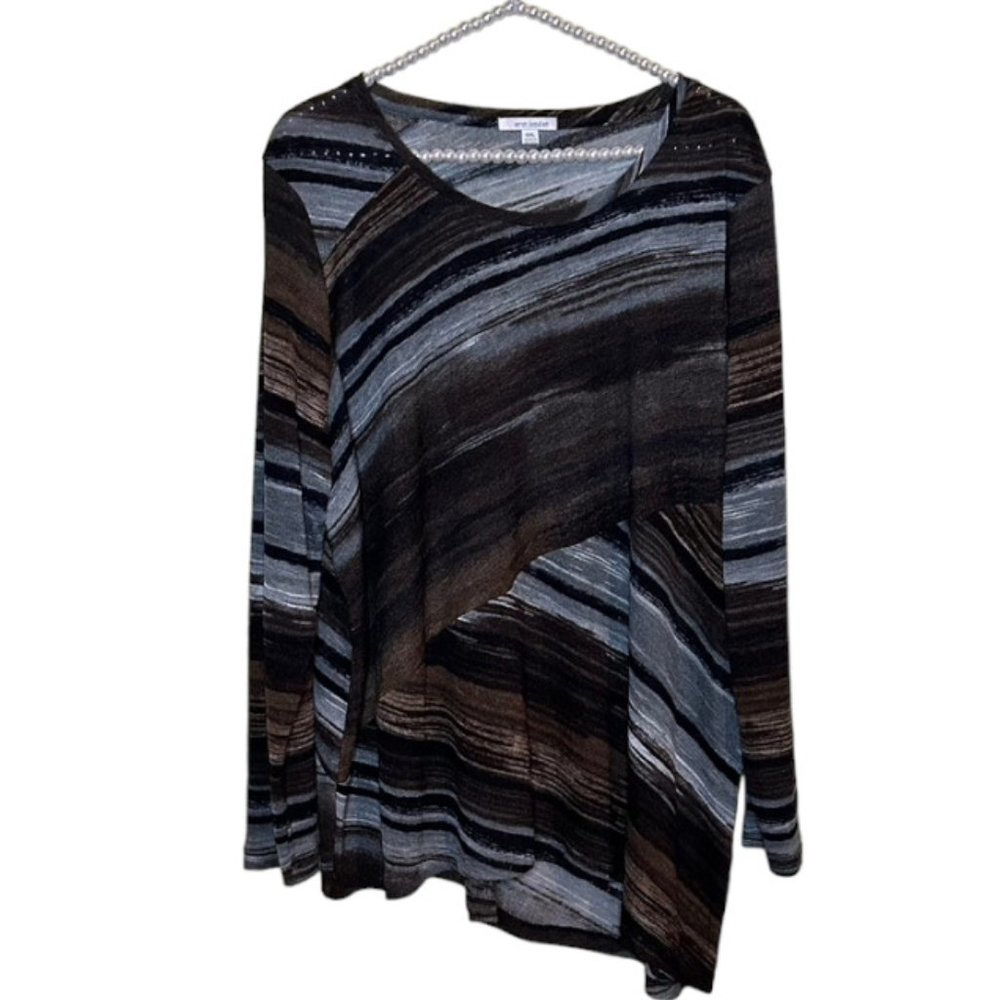 Shades of Grey and Brown Asymetrical Top - Erin London - Size XXL - EUC